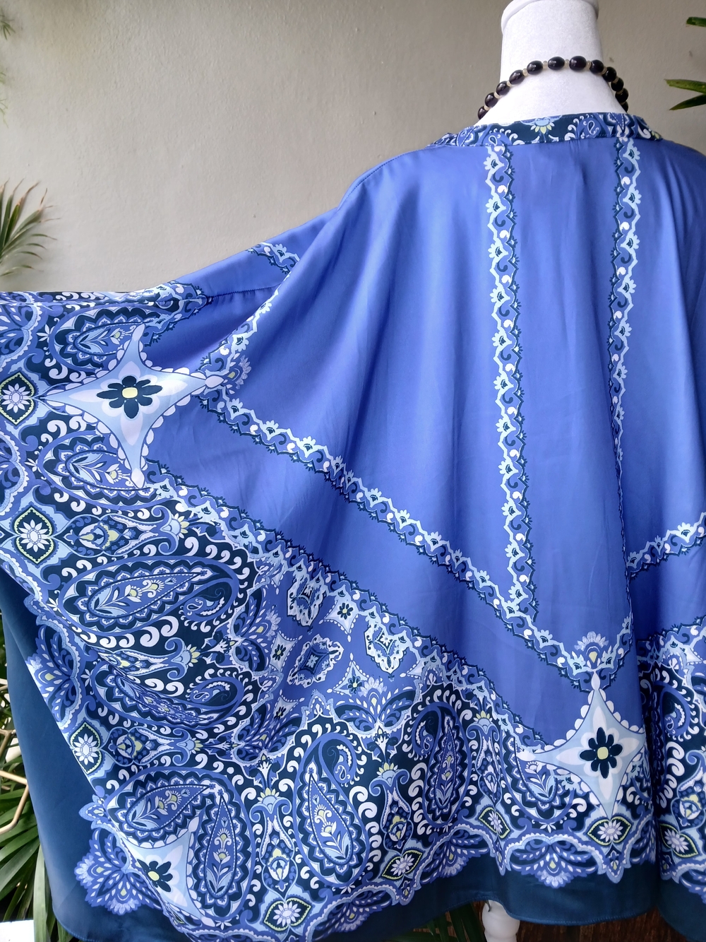 🔥Chico's Blue Printed Paisley Tunic Kimono Poncho Top & FREE GIFT L-XL - Picture 16 of 16